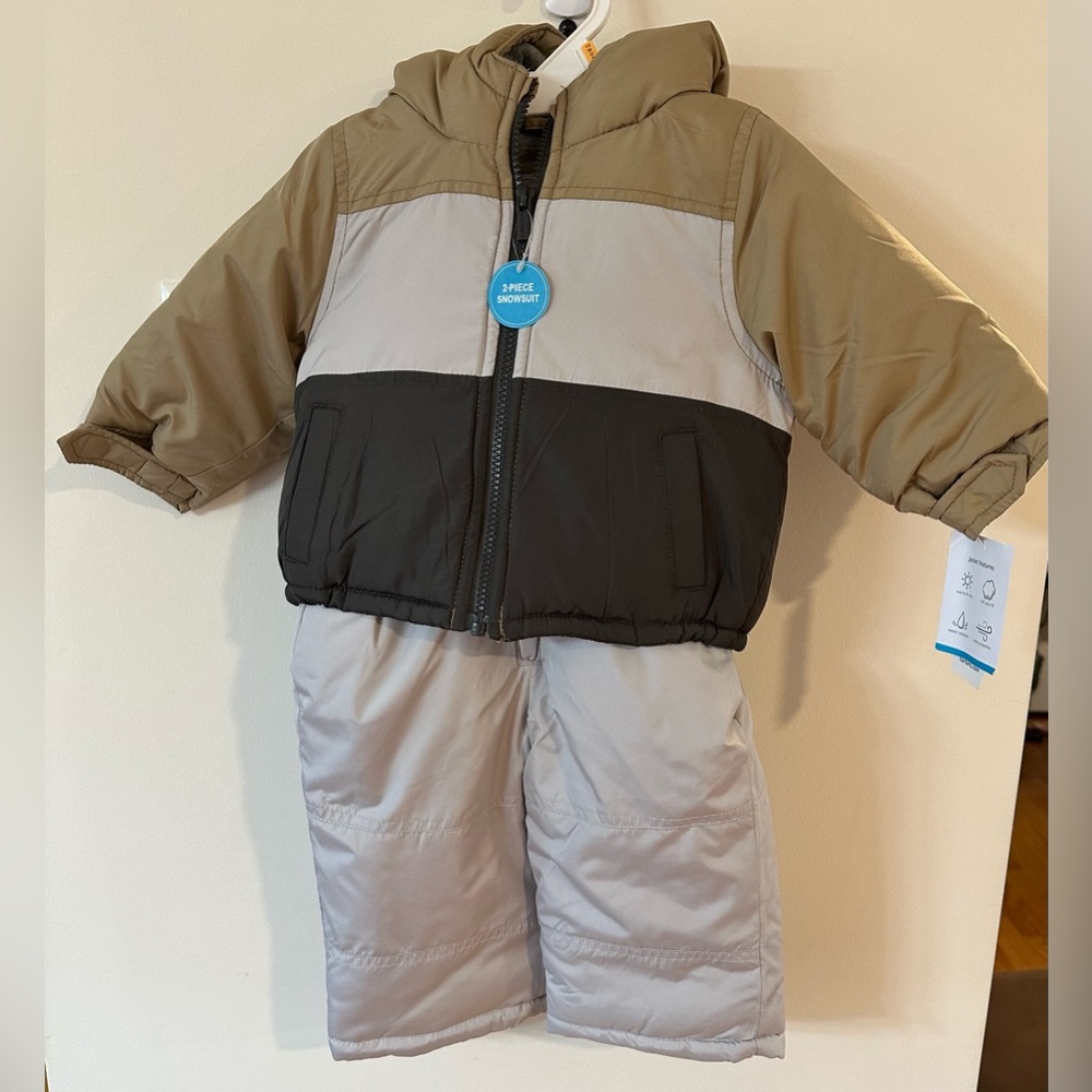 Carters Baby Boys Snowsuit Set Khaki/Gray NWT Size 12M